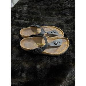 BIRKENSTOCK Gizeh Black Birko-Flor SANDALS Comfort Slide Womens Sz 38 US 7.5